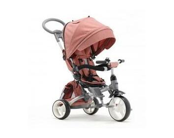 KAVE 6-in-1 adventure trike for kids in pink with adjustable canopy and push handle for toddlers