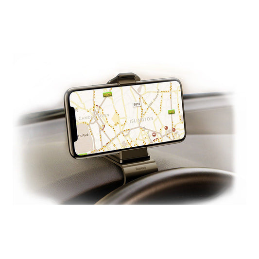 Baseus universal smartphone holder for car mounted on dashboard holding phone with map navigation