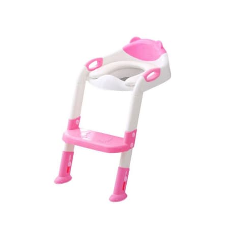 Kave pink and white potty training seat with ladder for toddlers with secure handles and steps