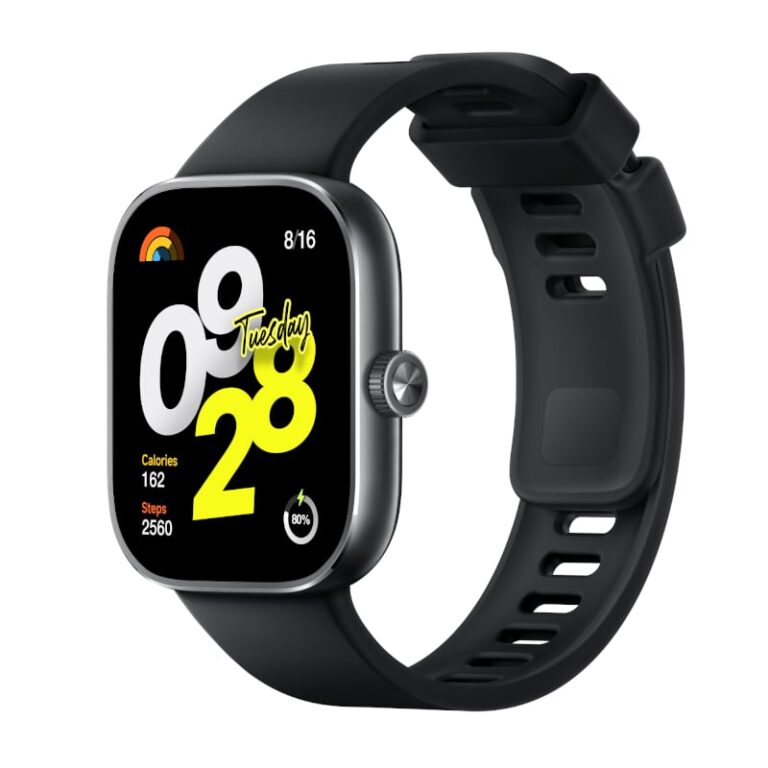 Redmi Watch with fitness tracking by GADGETGYZ featuring black strap and colorful digital display